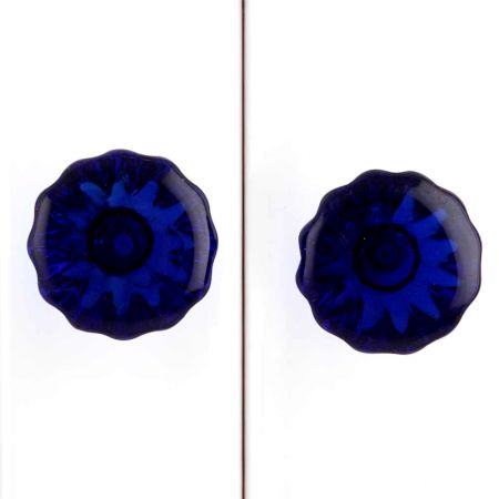 Navy Blue Paneled Sides Glass Drawer Knob